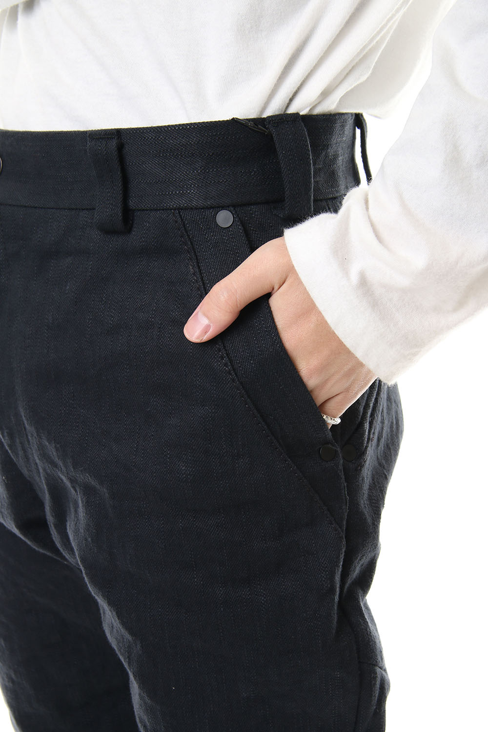 DEVOA Uneven Yarn Selvedge Denim Slim pants - Black