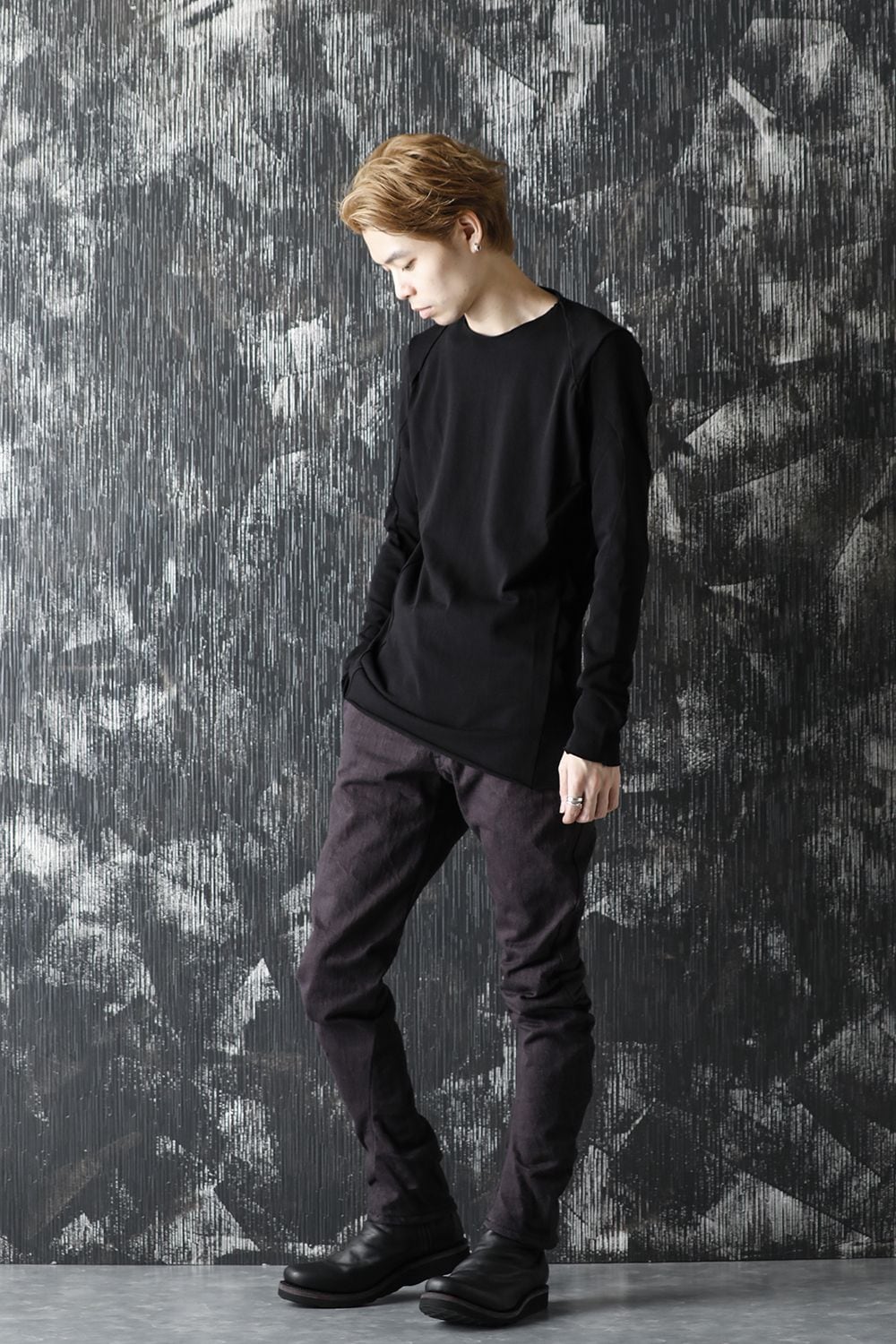 DEVOA Uneven Yarn Selvedge Denim Slim pants - Purple Gray