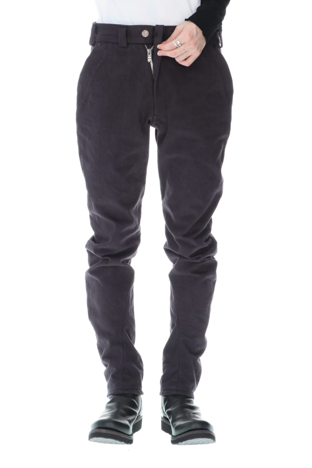 DEVOA Uneven Yarn Selvedge Denim Slim pants - Purple Gray