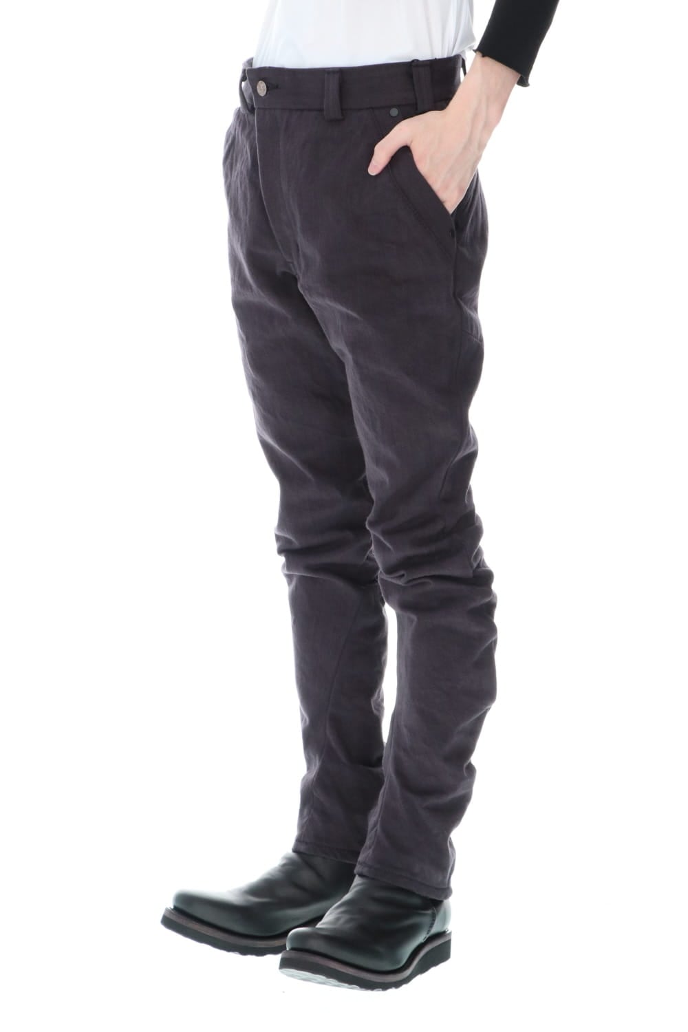 DEVOA Uneven Yarn Selvedge Denim Slim pants - Purple Gray