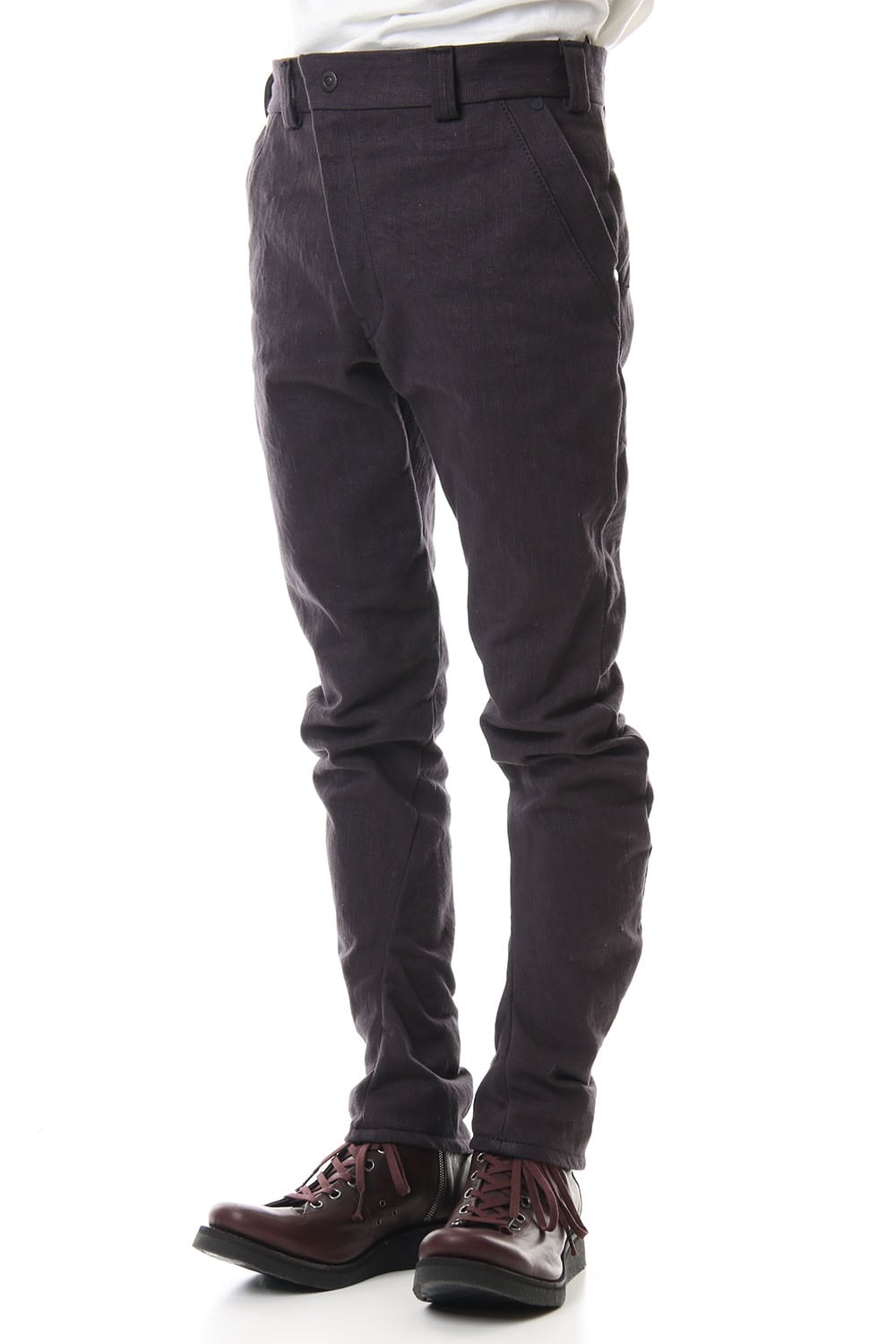 DEVOA Uneven Yarn Selvedge Denim Slim pants - Purple Gray
