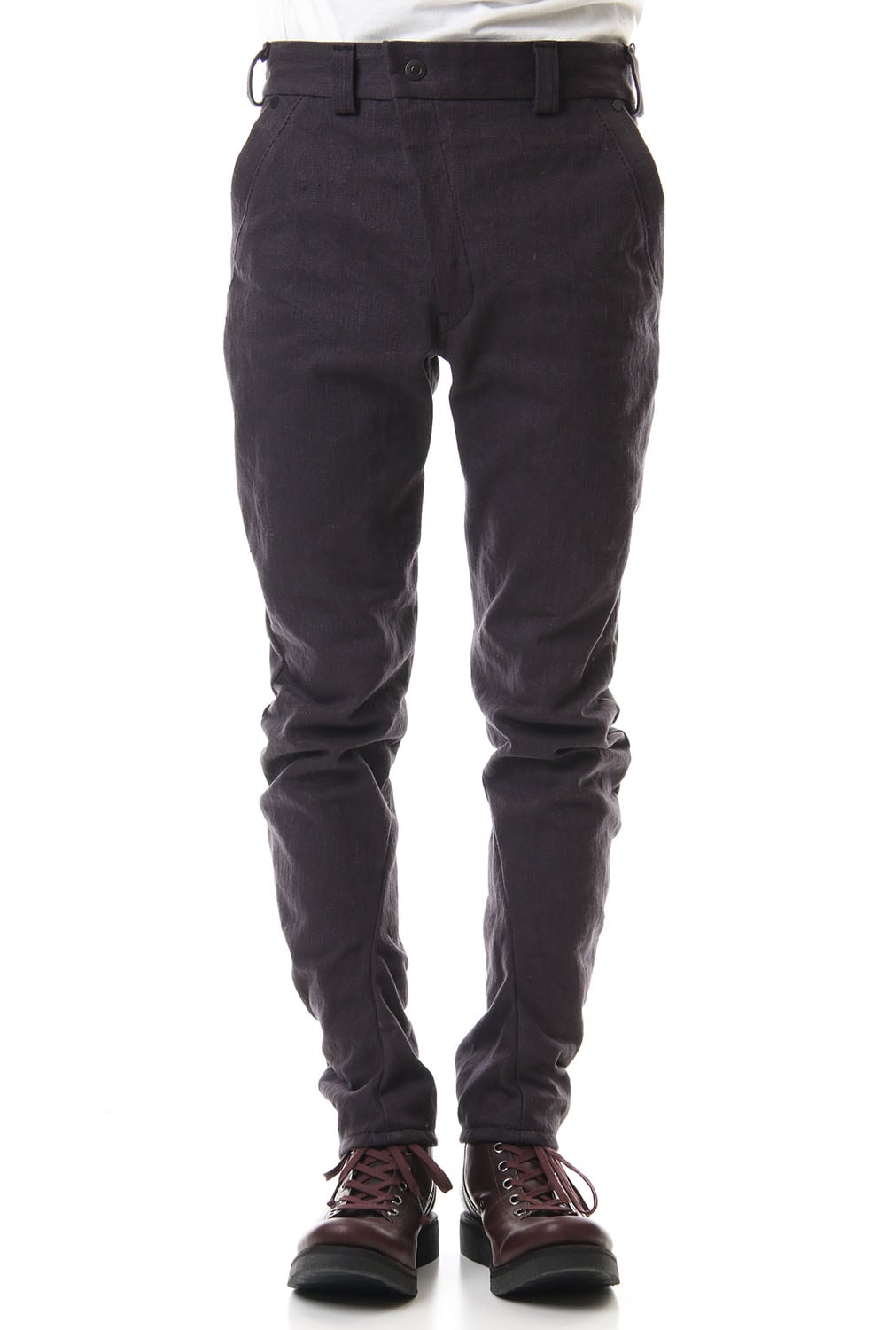 DEVOA Uneven Yarn Selvedge Denim Slim pants - Purple Gray