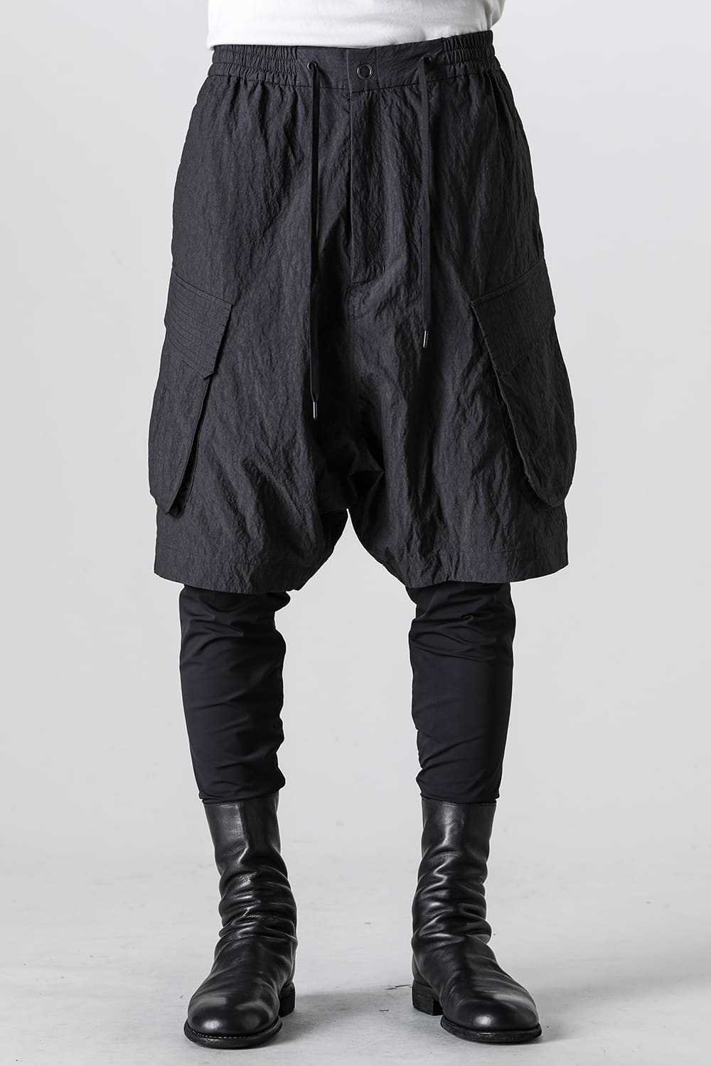 Layered pants Shrink cotton / nylon Black