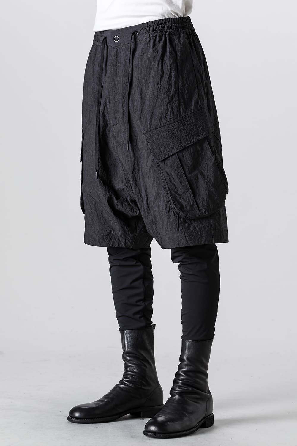 Layered pants Shrink cotton / nylon Black