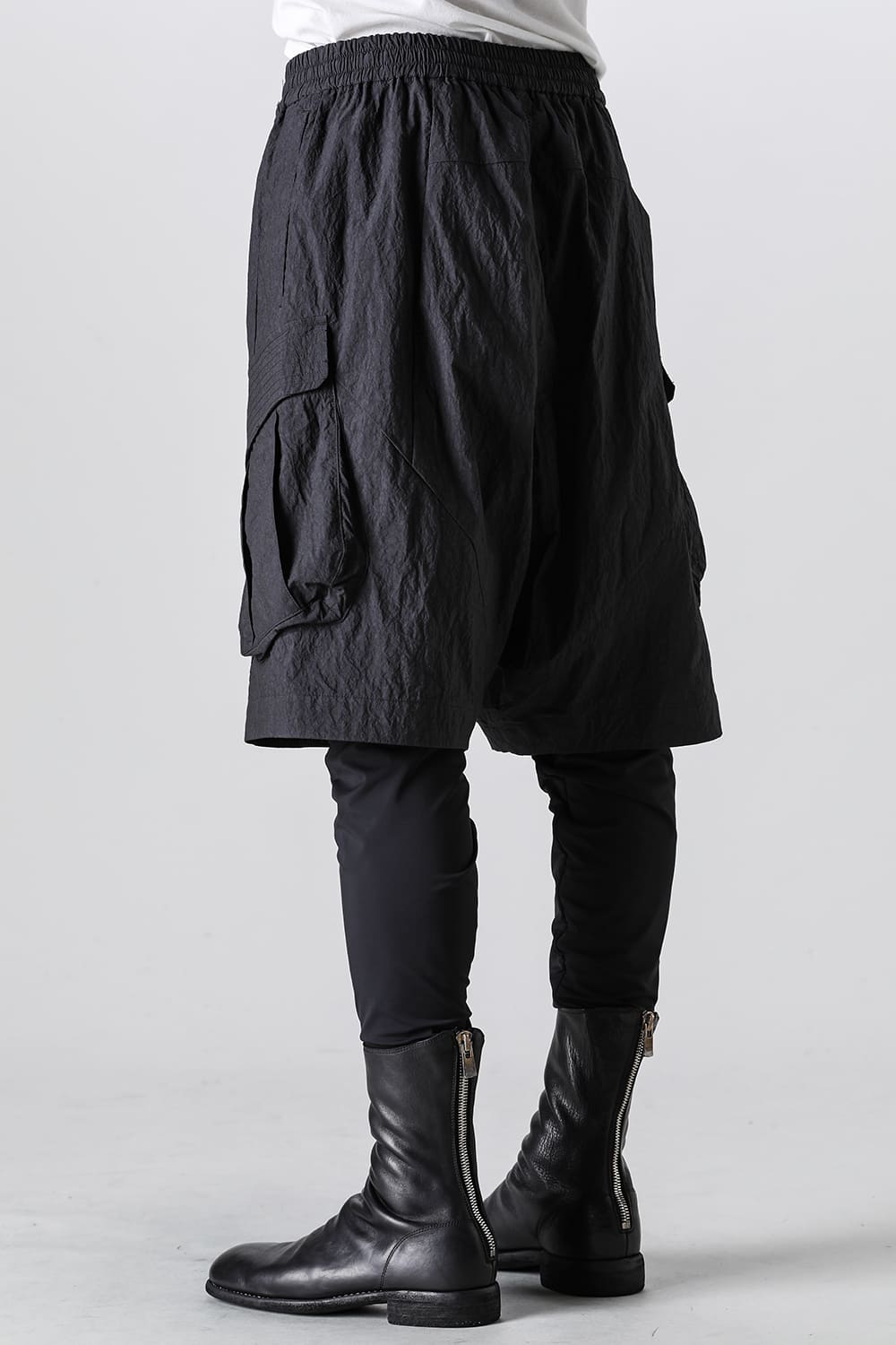 Layered pants Shrink cotton / nylon Black