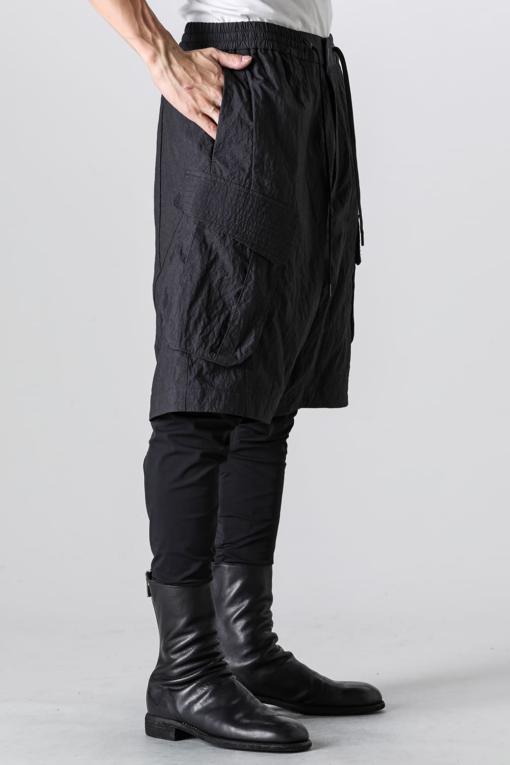Layered pants Shrink cotton / nylon Black