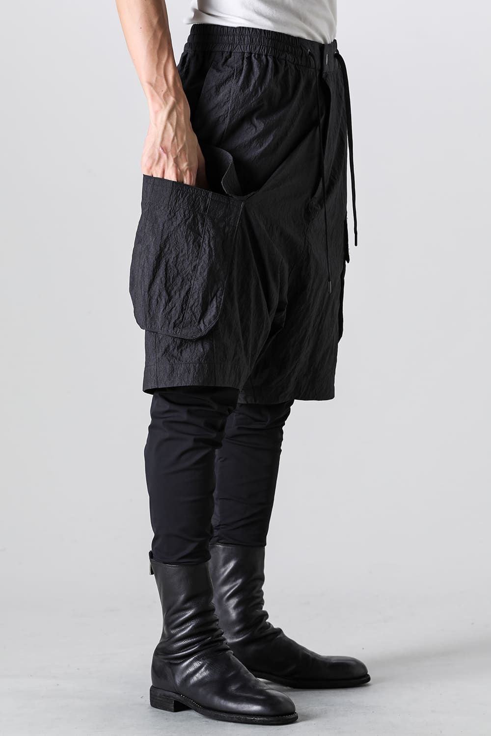 Layered pants Shrink cotton / nylon Black