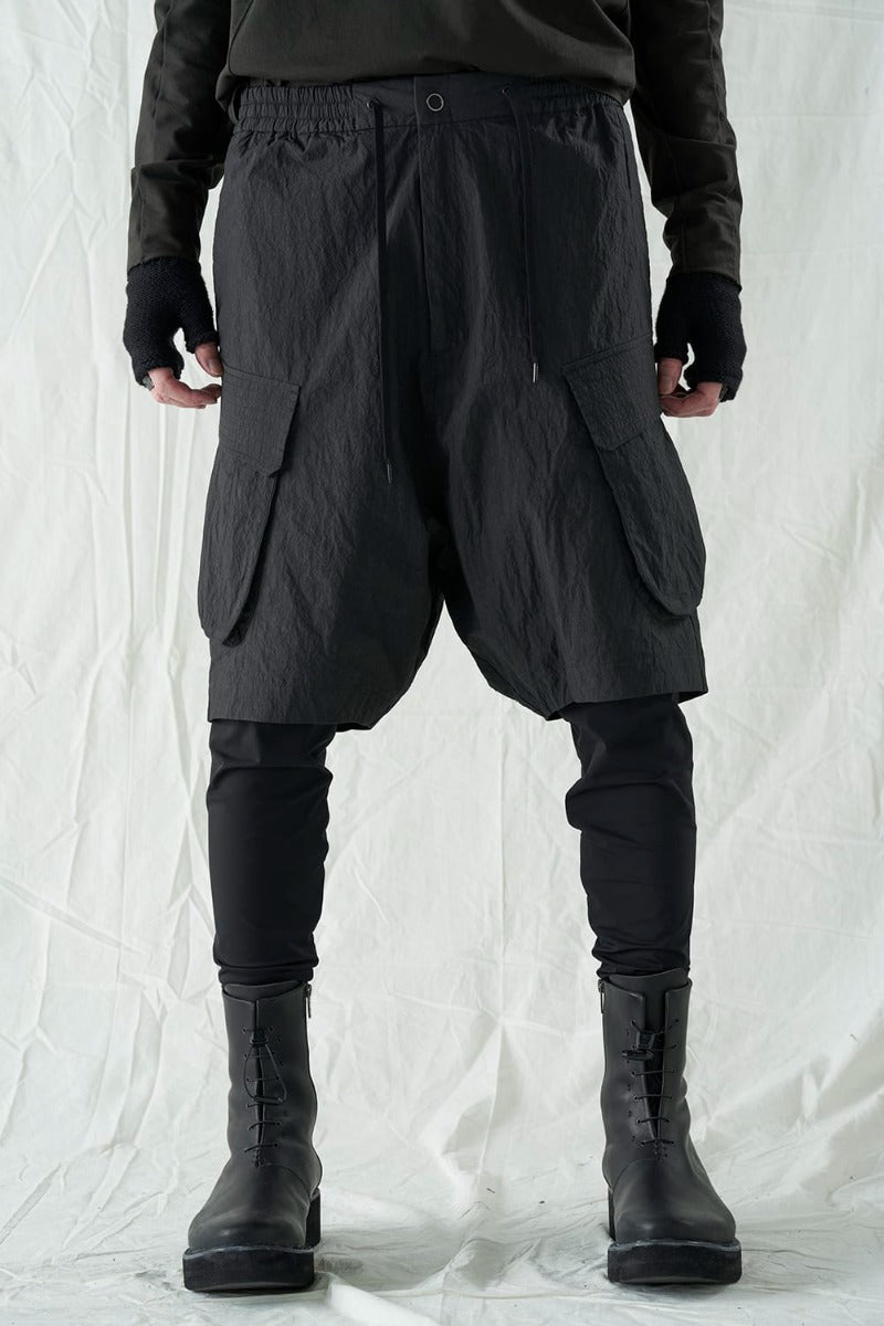 Layered pants Shrink cotton / nylon Black