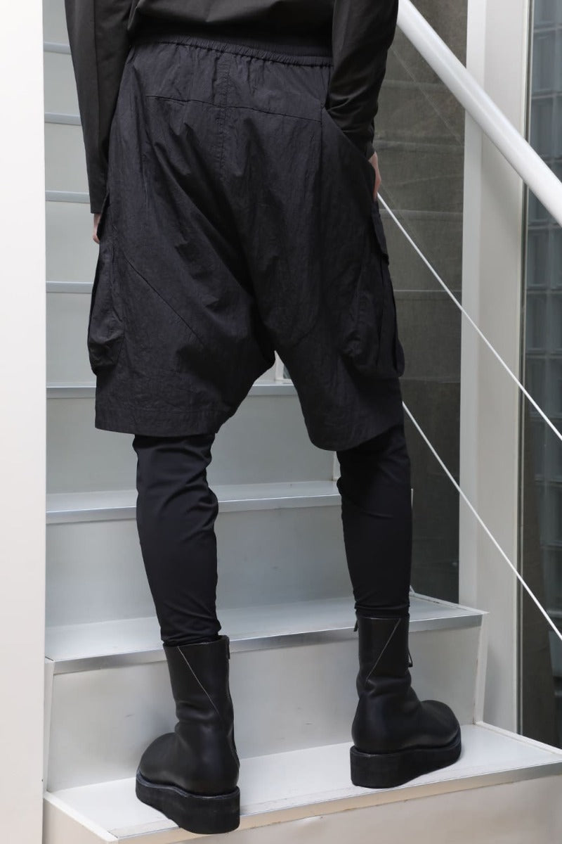 Layered pants Shrink cotton / nylon Black