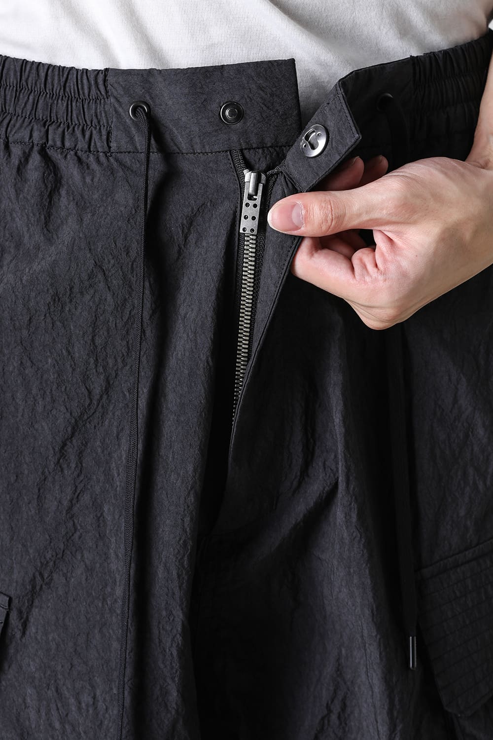 Layered pants Shrink cotton / nylon Black