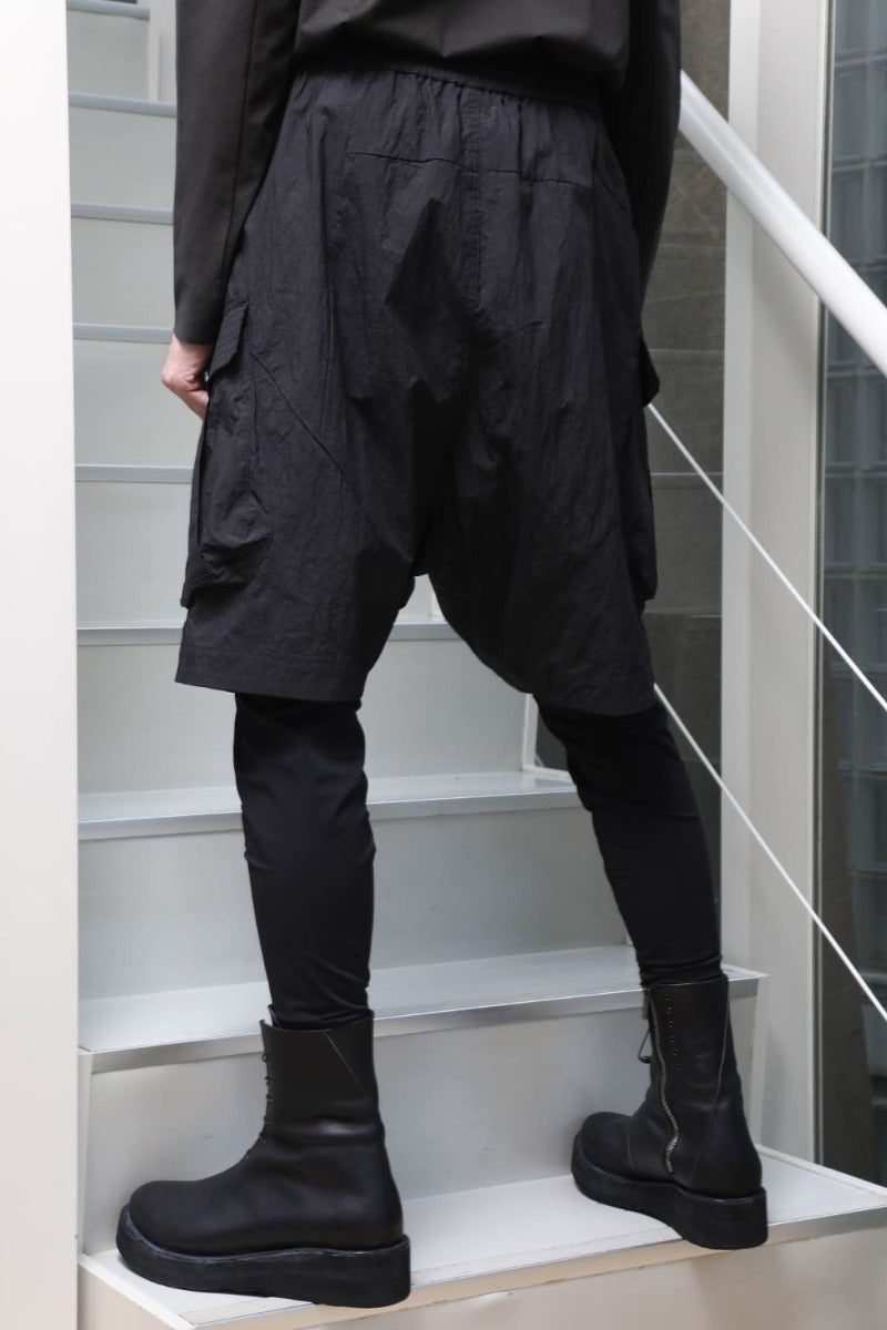 Layered pants Shrink cotton / nylon Black