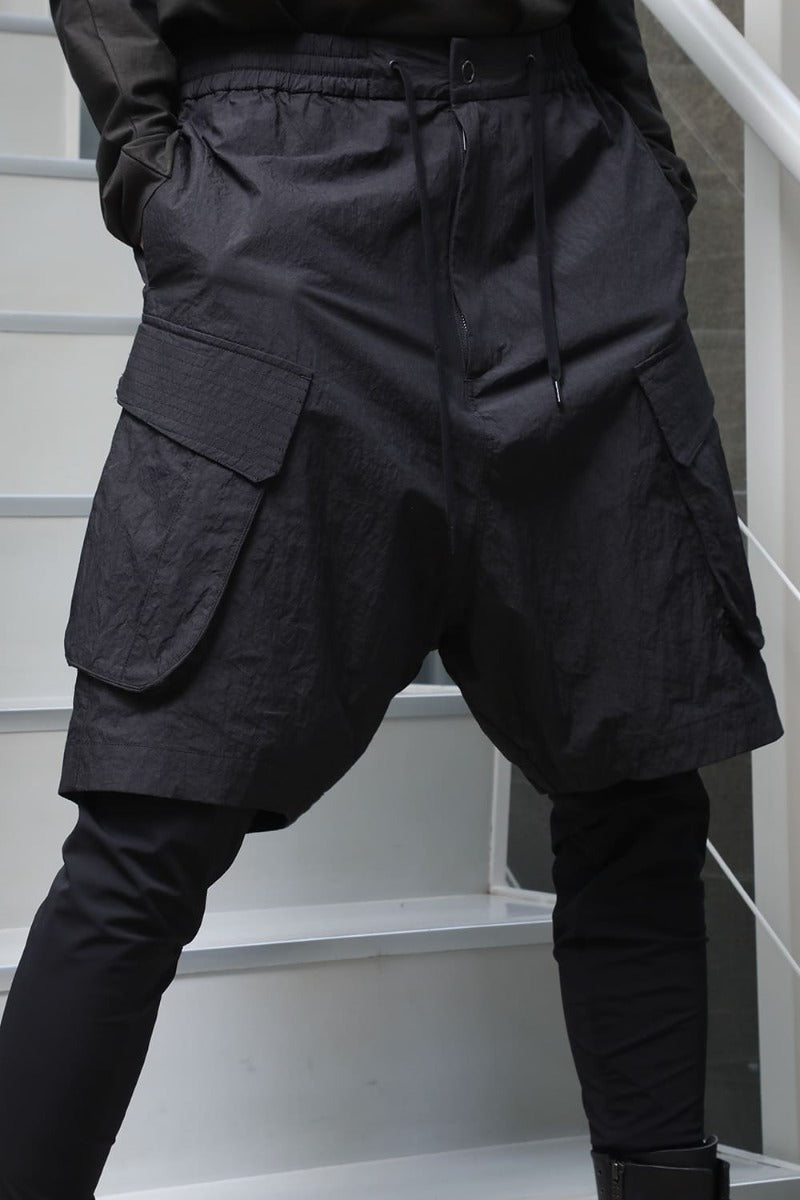 Layered pants Shrink cotton / nylon Black