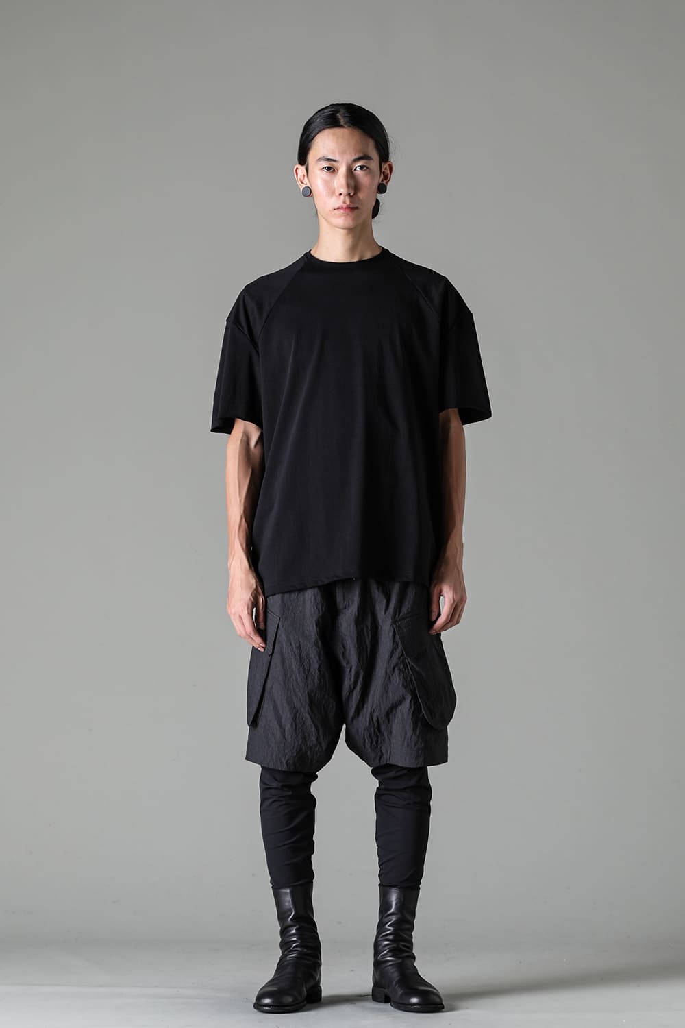 Layered pants Shrink cotton / nylon Black