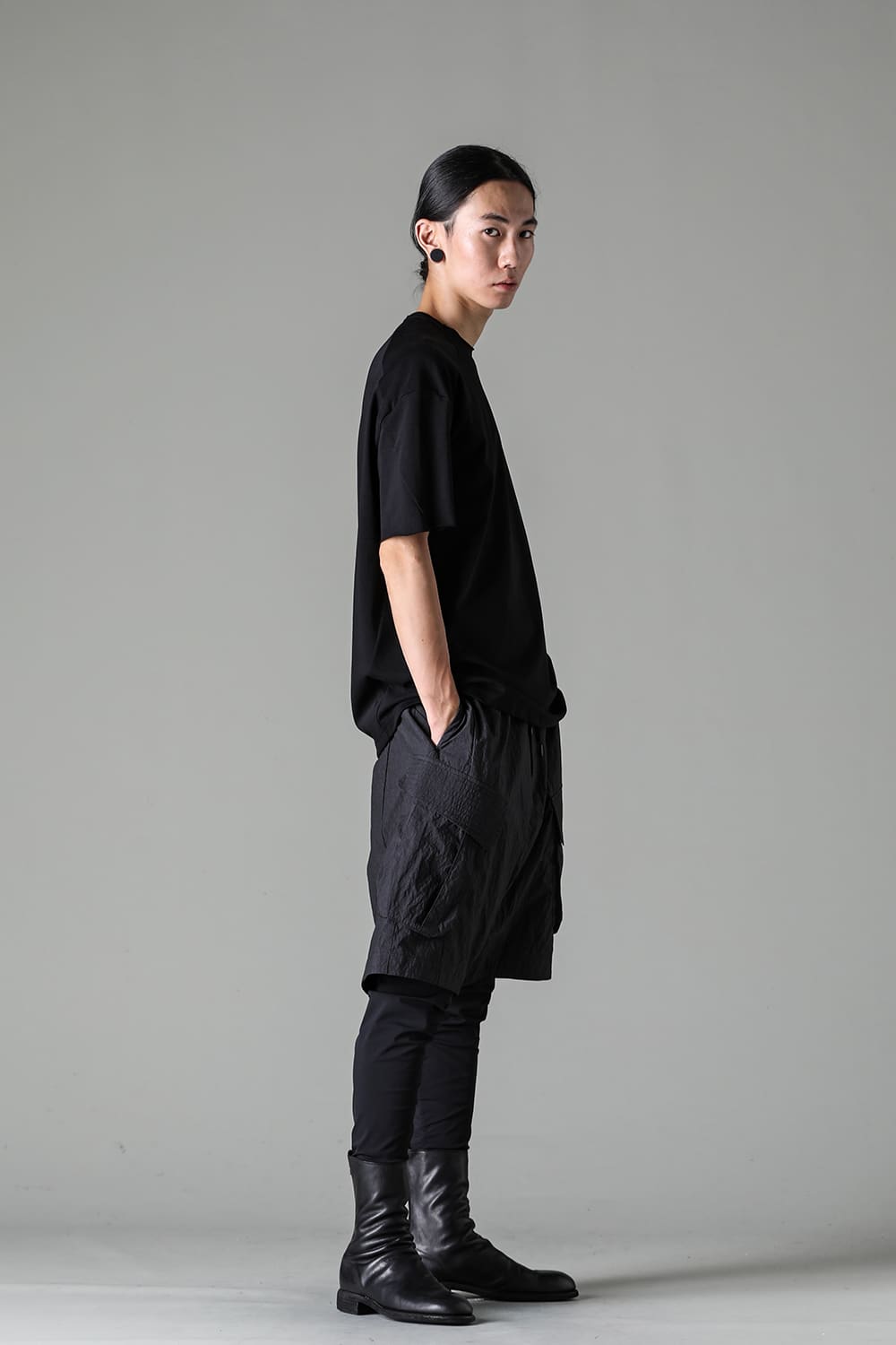 Layered pants Shrink cotton / nylon Black