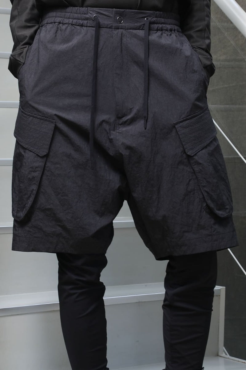 Layered pants Shrink cotton / nylon Black