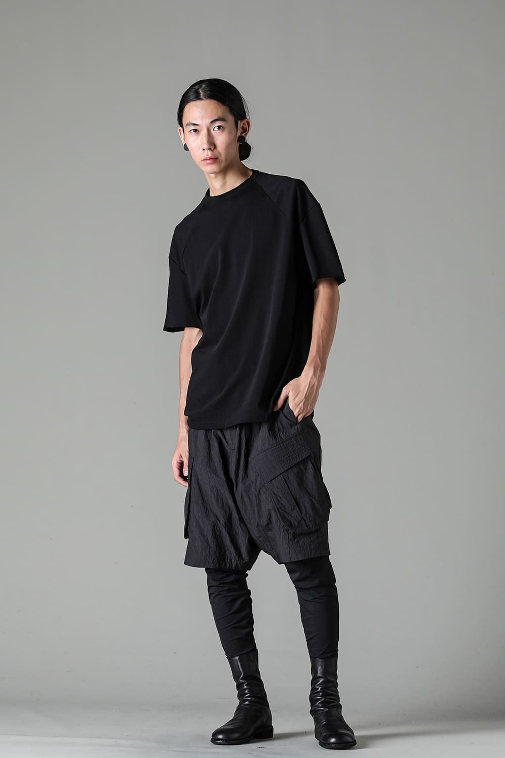 Layered pants Shrink cotton / nylon Black