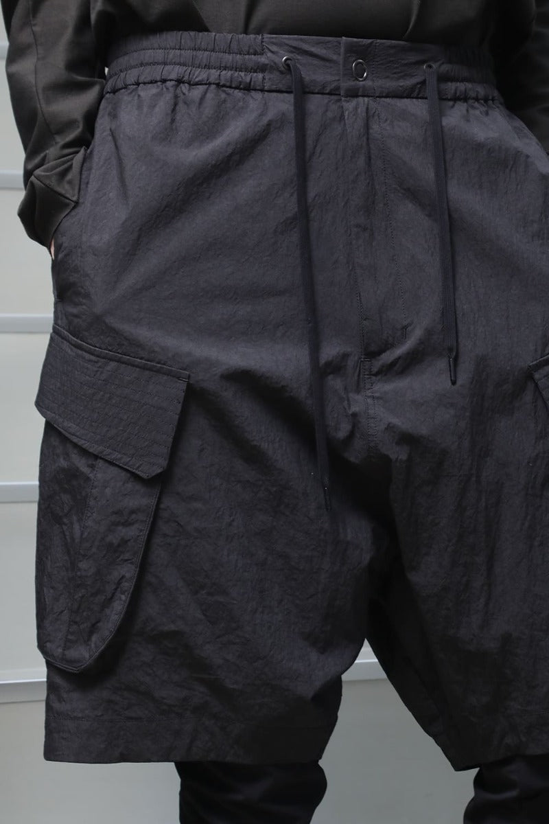 Layered pants Shrink cotton / nylon Black