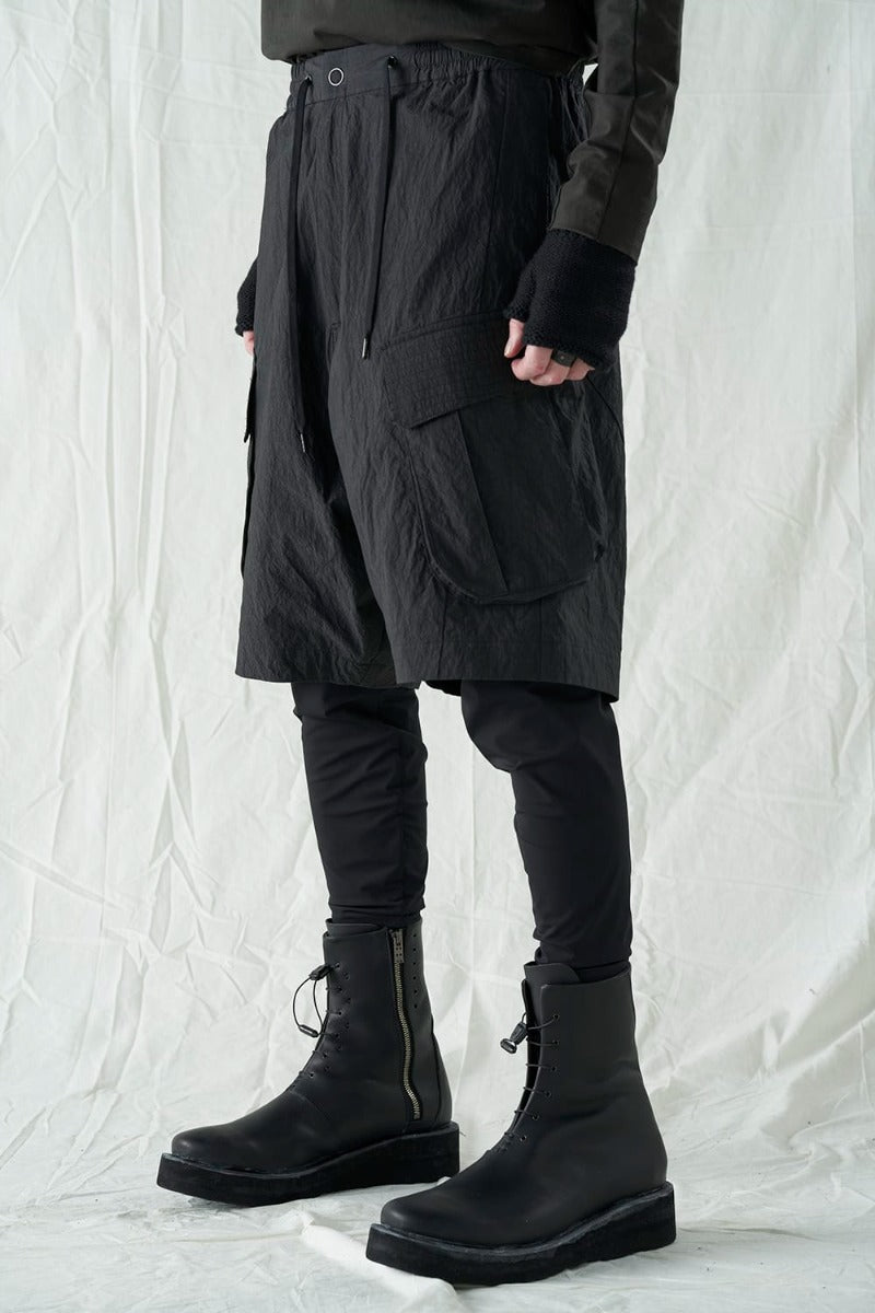 Layered pants Shrink cotton / nylon Black