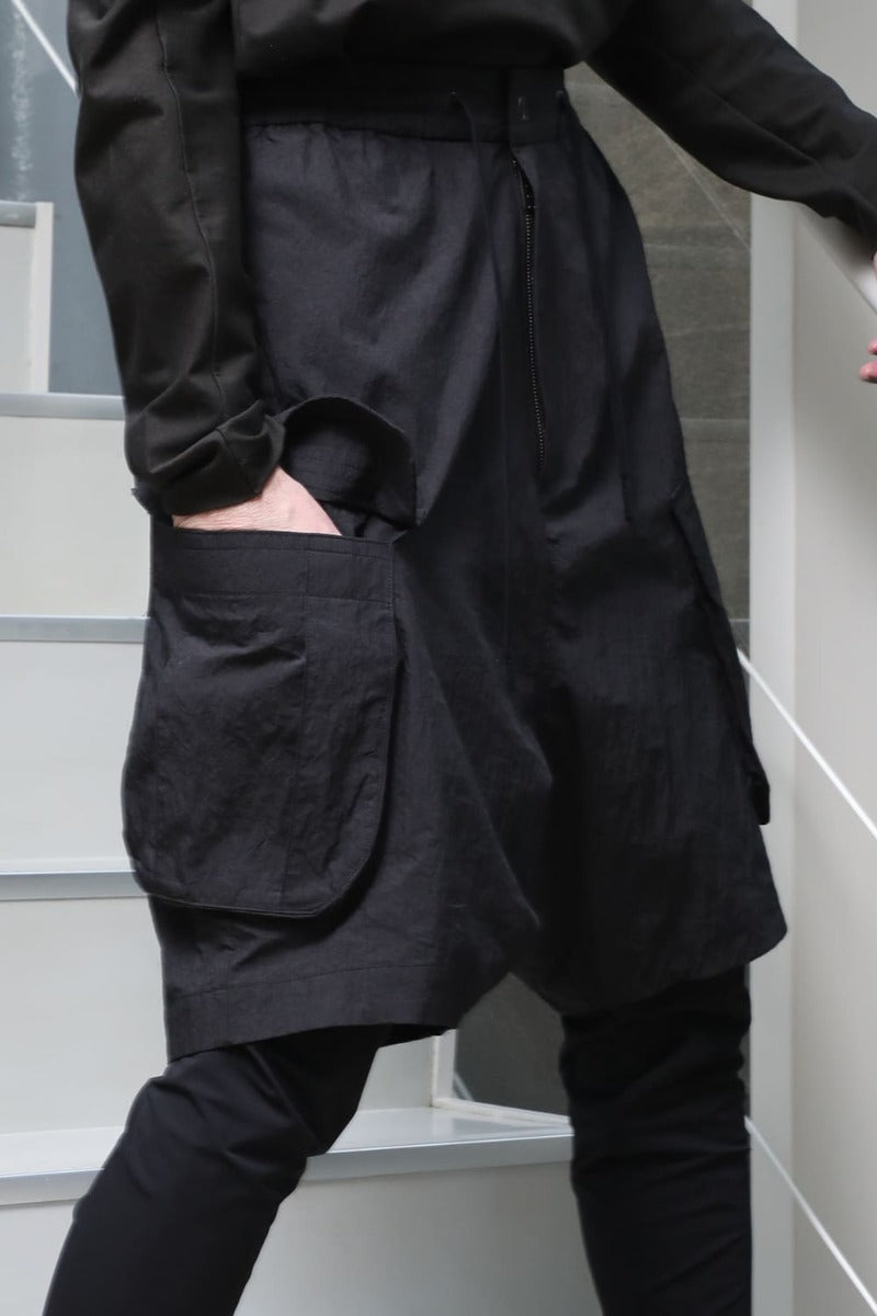 Layered pants Shrink cotton / nylon Black