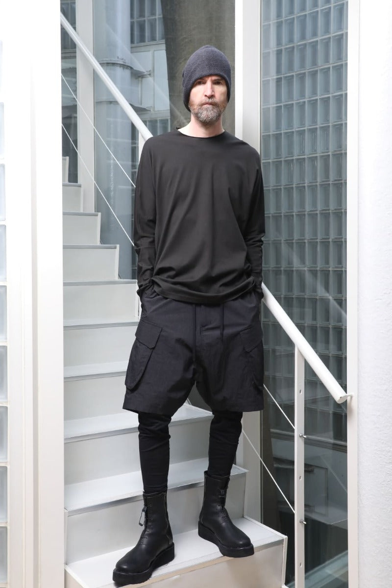 Layered pants Shrink cotton / nylon Black