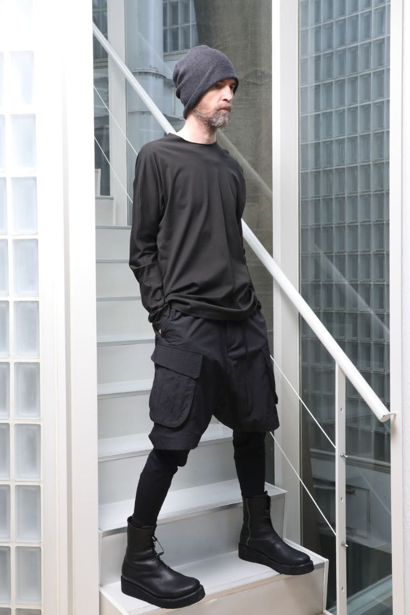 Layered pants Shrink cotton / nylon Black