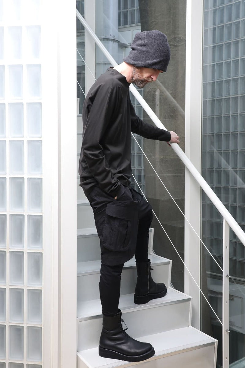 Layered pants Shrink cotton / nylon Black