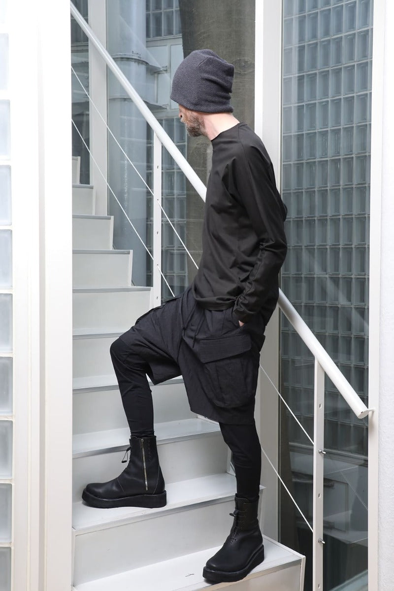 Layered pants Shrink cotton / nylon Black