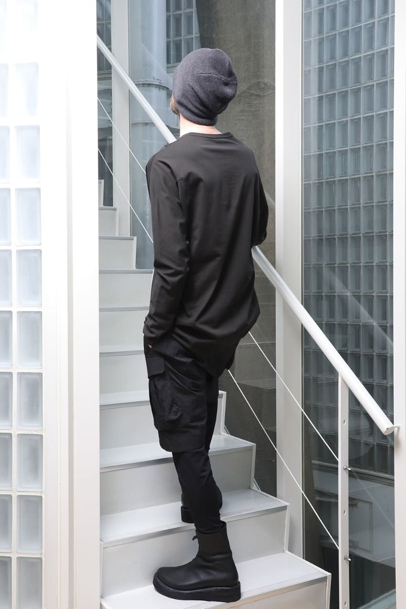 Layered pants Shrink cotton / nylon Black