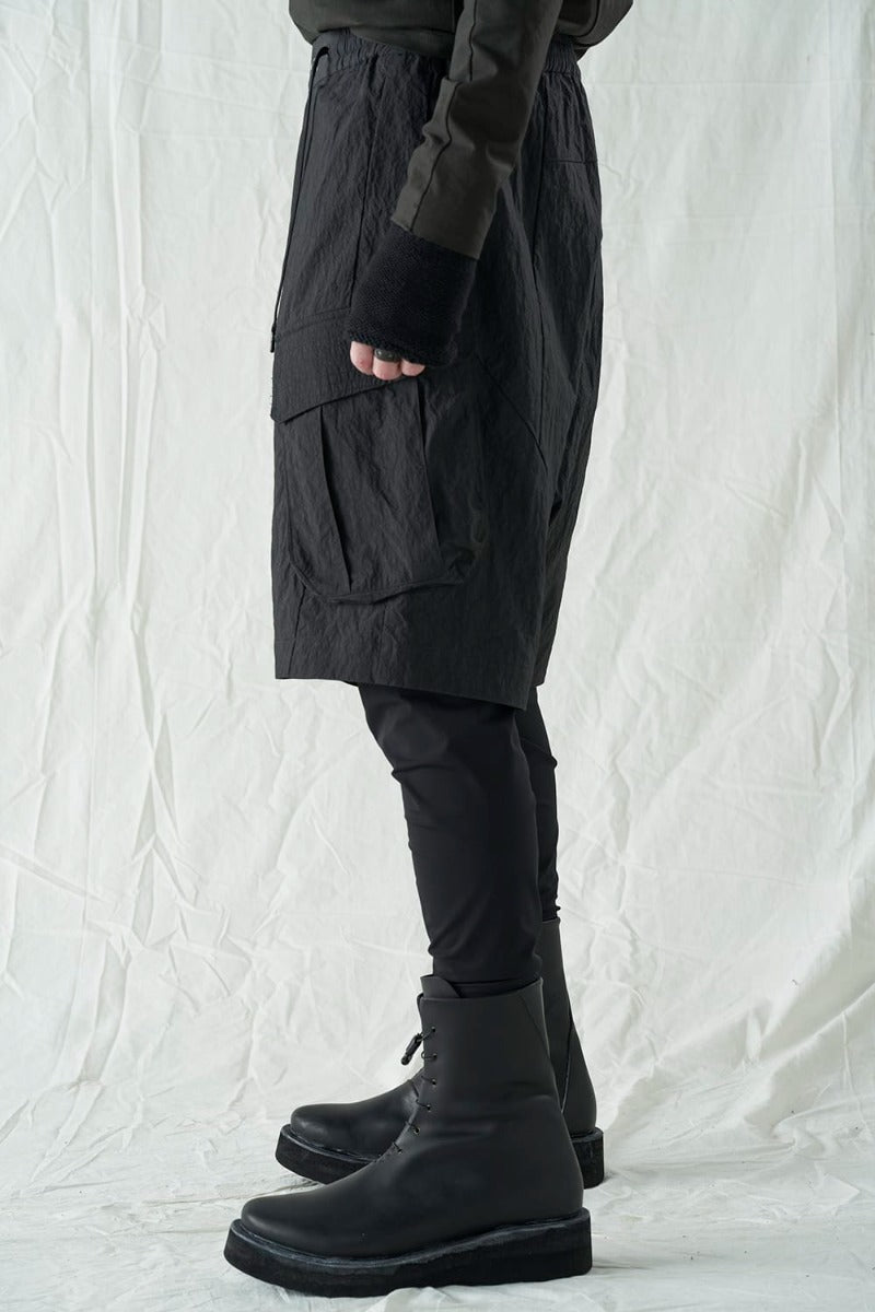Layered pants Shrink cotton / nylon Black