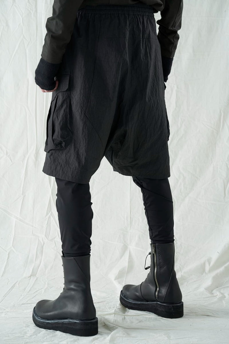 Layered pants Shrink cotton / nylon Black