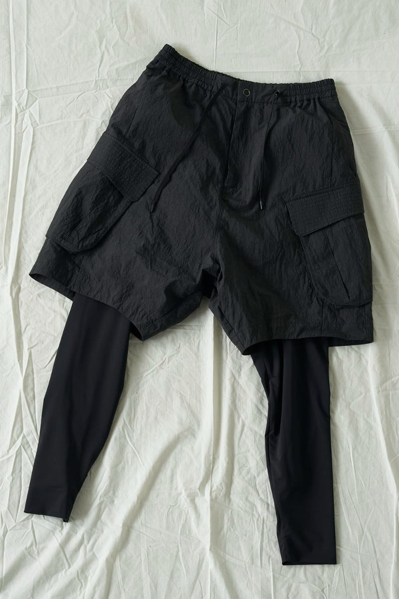 Layered pants Shrink cotton / nylon Black