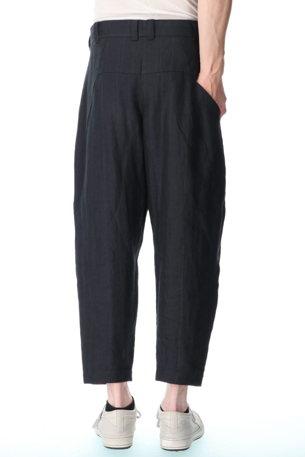 Cropped pants Ramie stripe