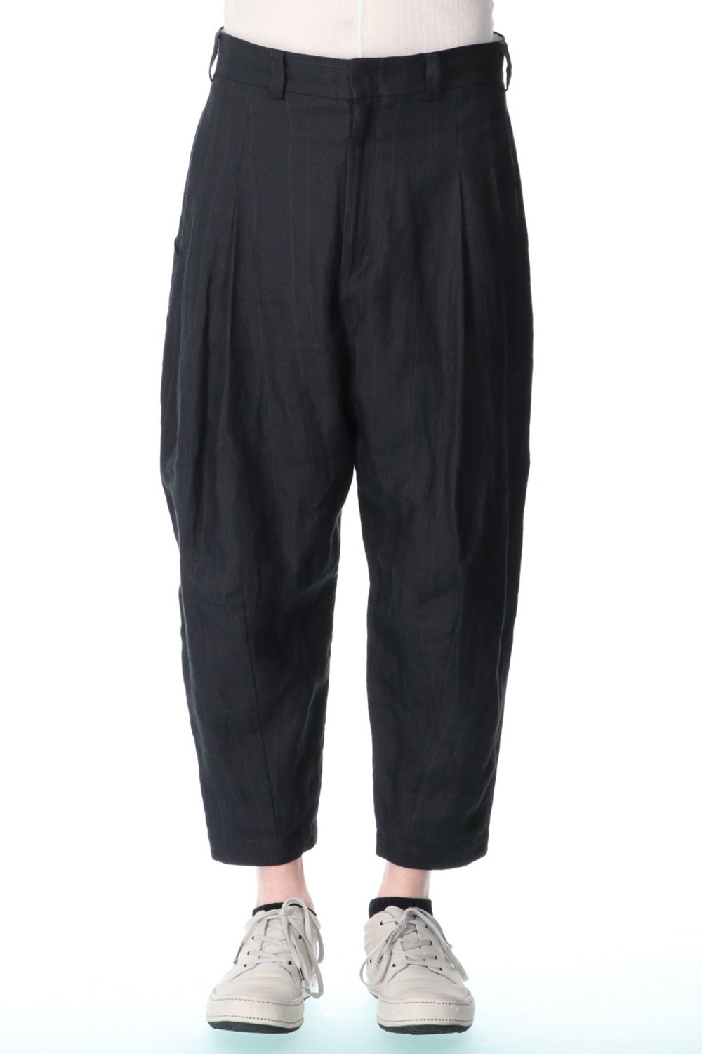 Cropped pants Ramie stripe