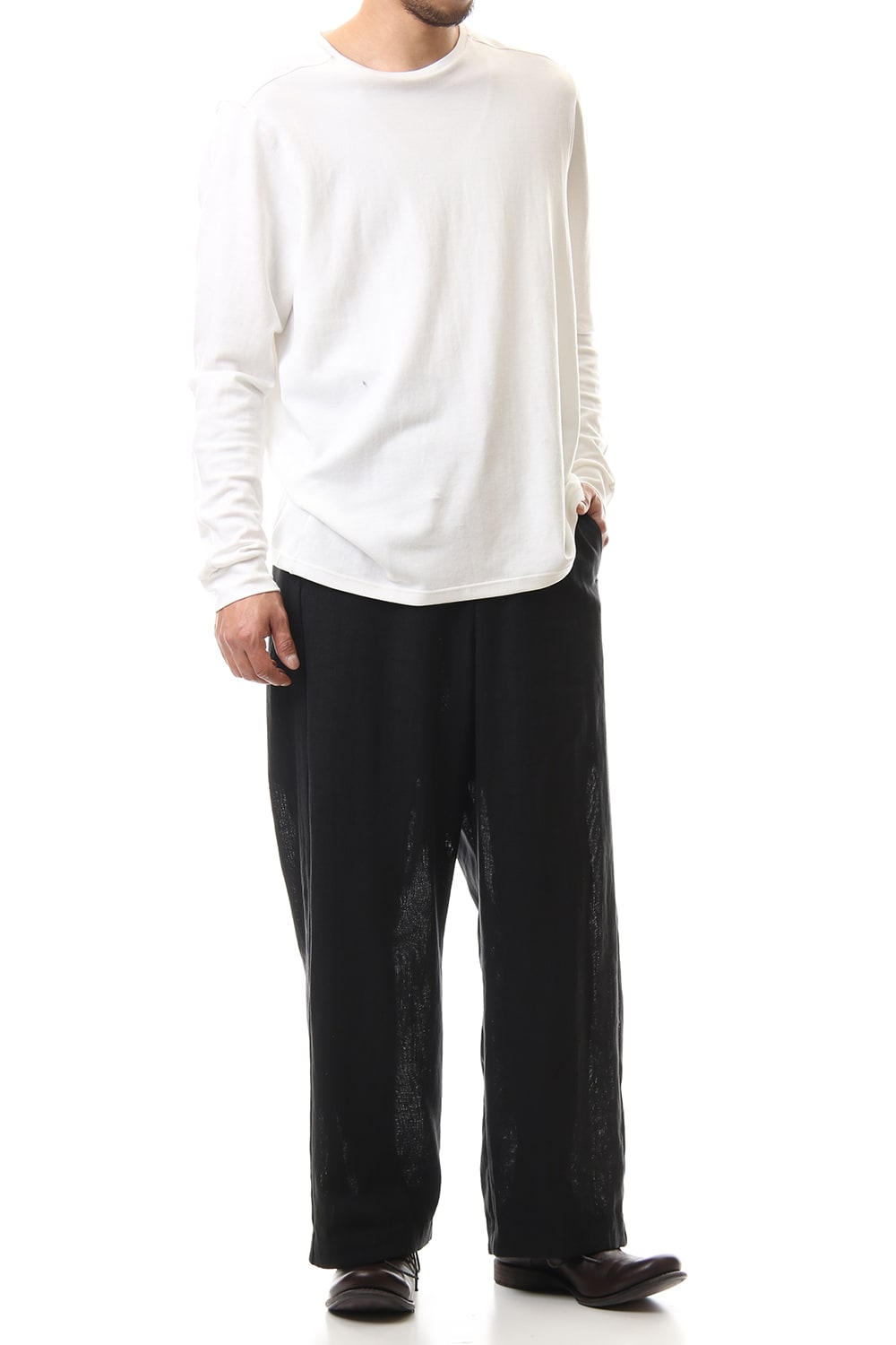 Baggy cropped pants Linen - Black