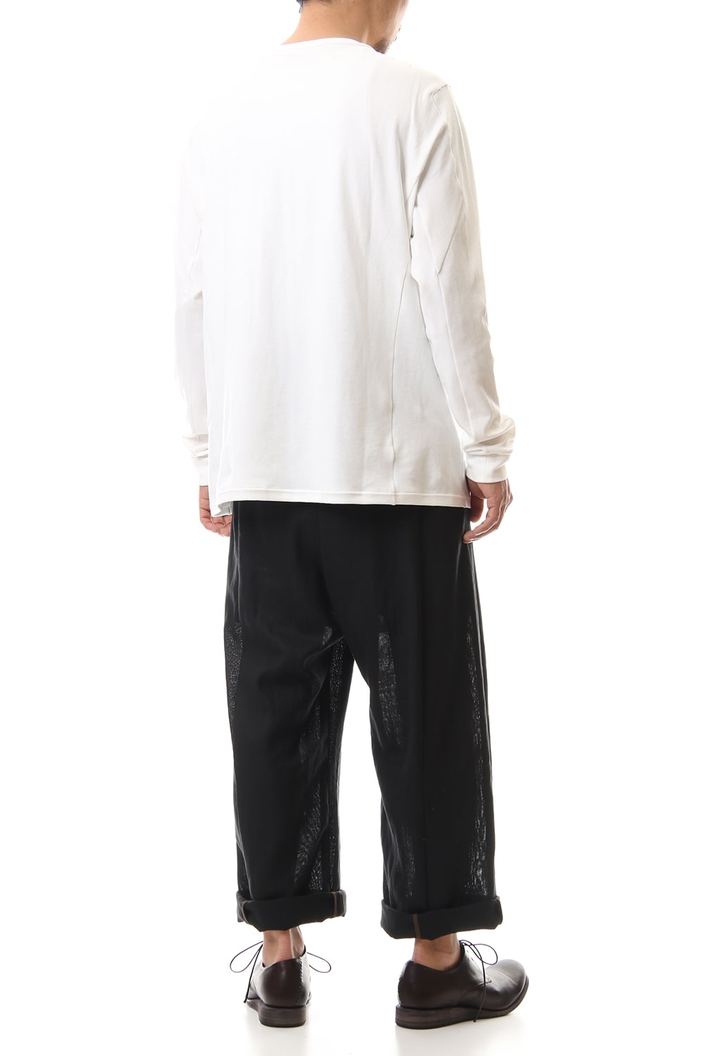 Baggy cropped pants Linen - Black