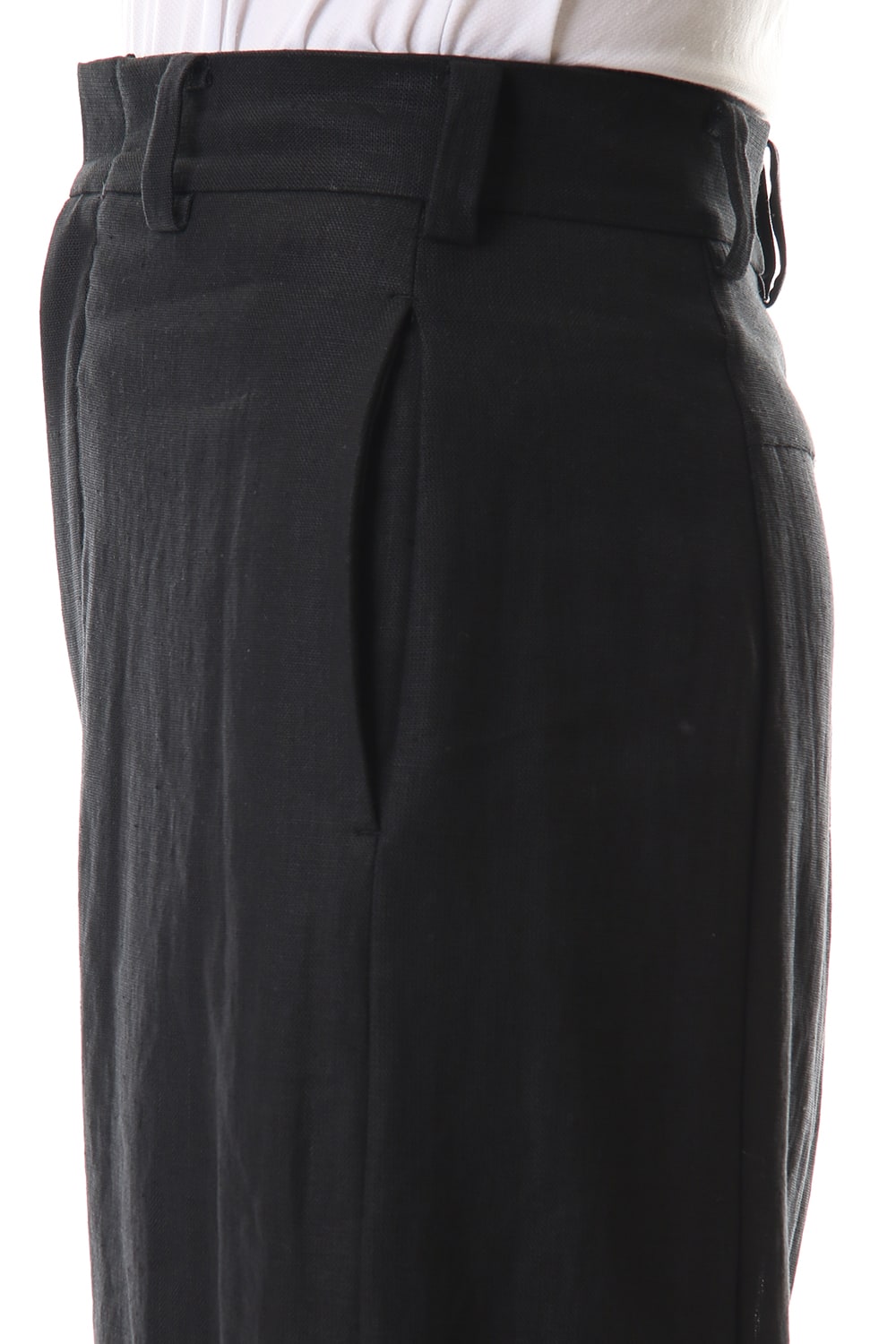 Baggy cropped pants Linen - Black