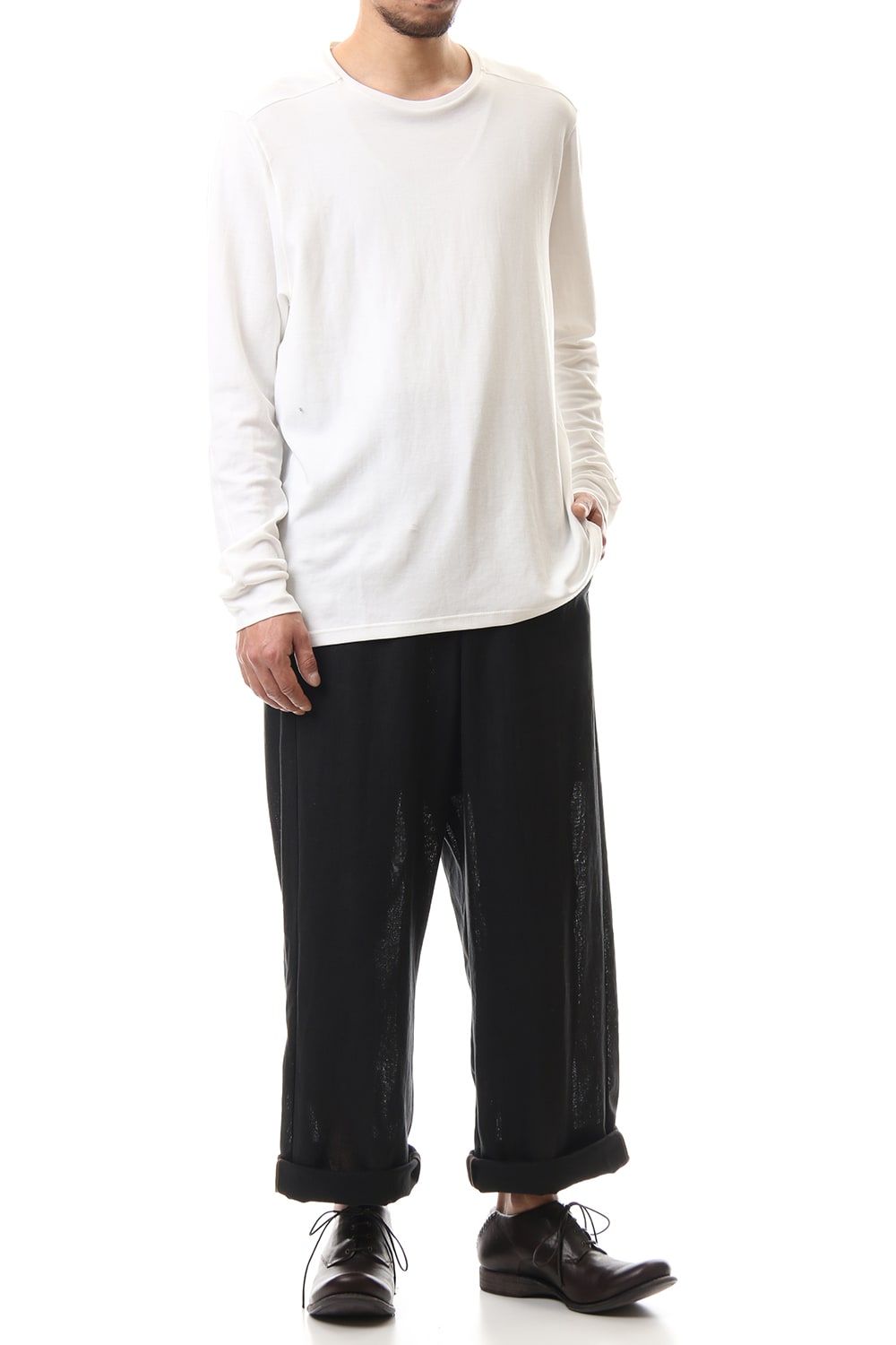 Baggy cropped pants Linen - Black