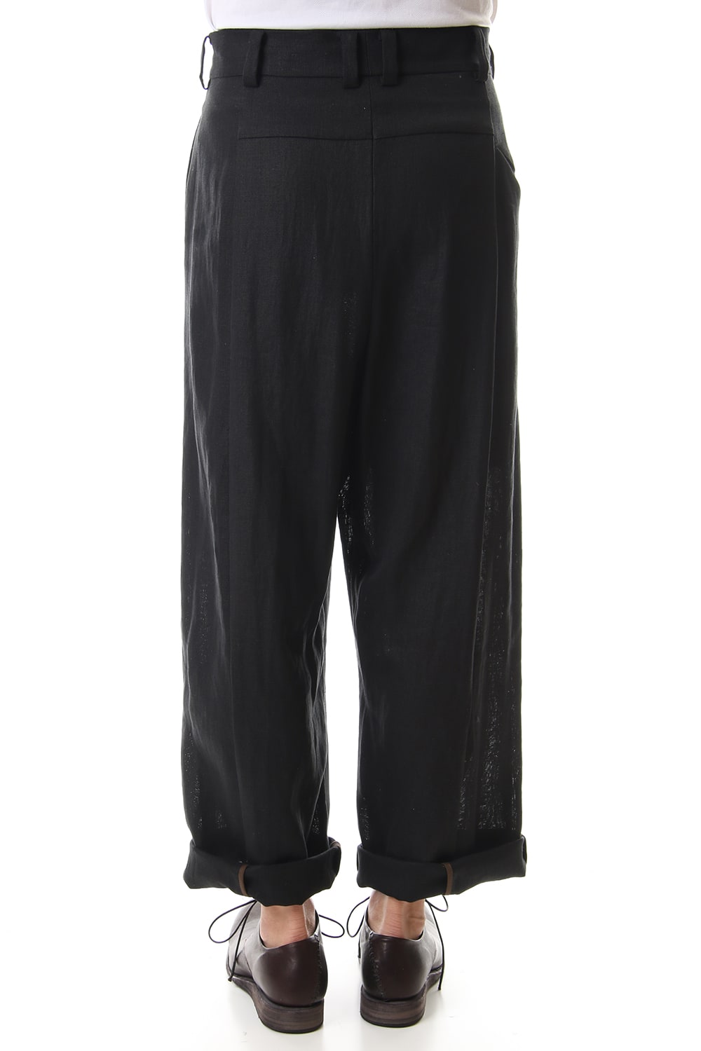 Baggy cropped pants Linen - Black