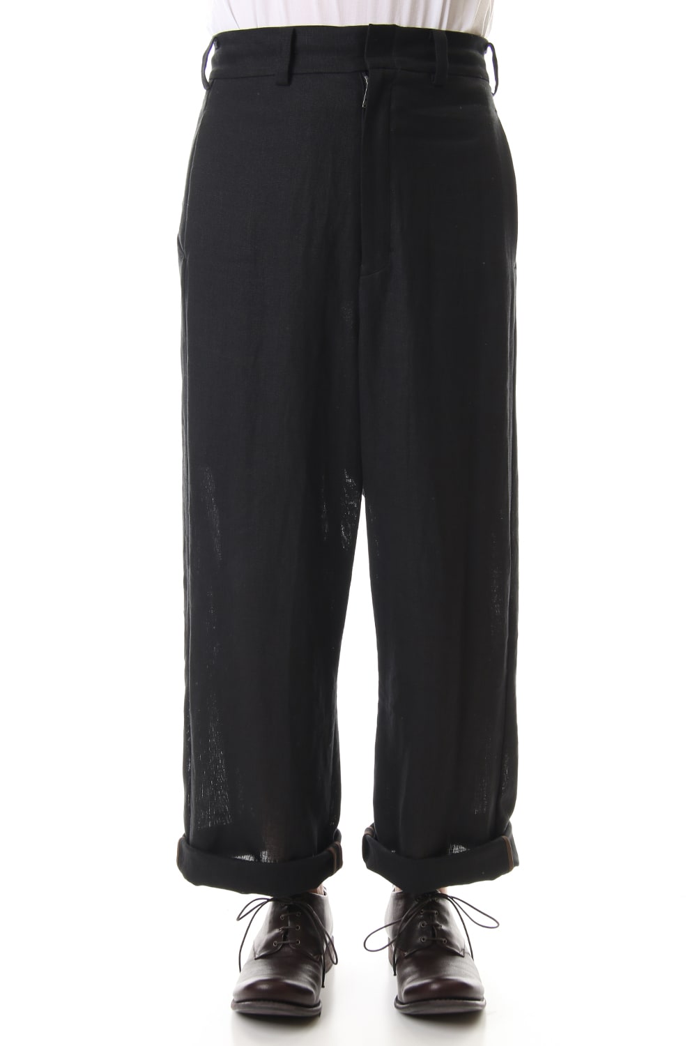 Baggy cropped pants Linen - Black