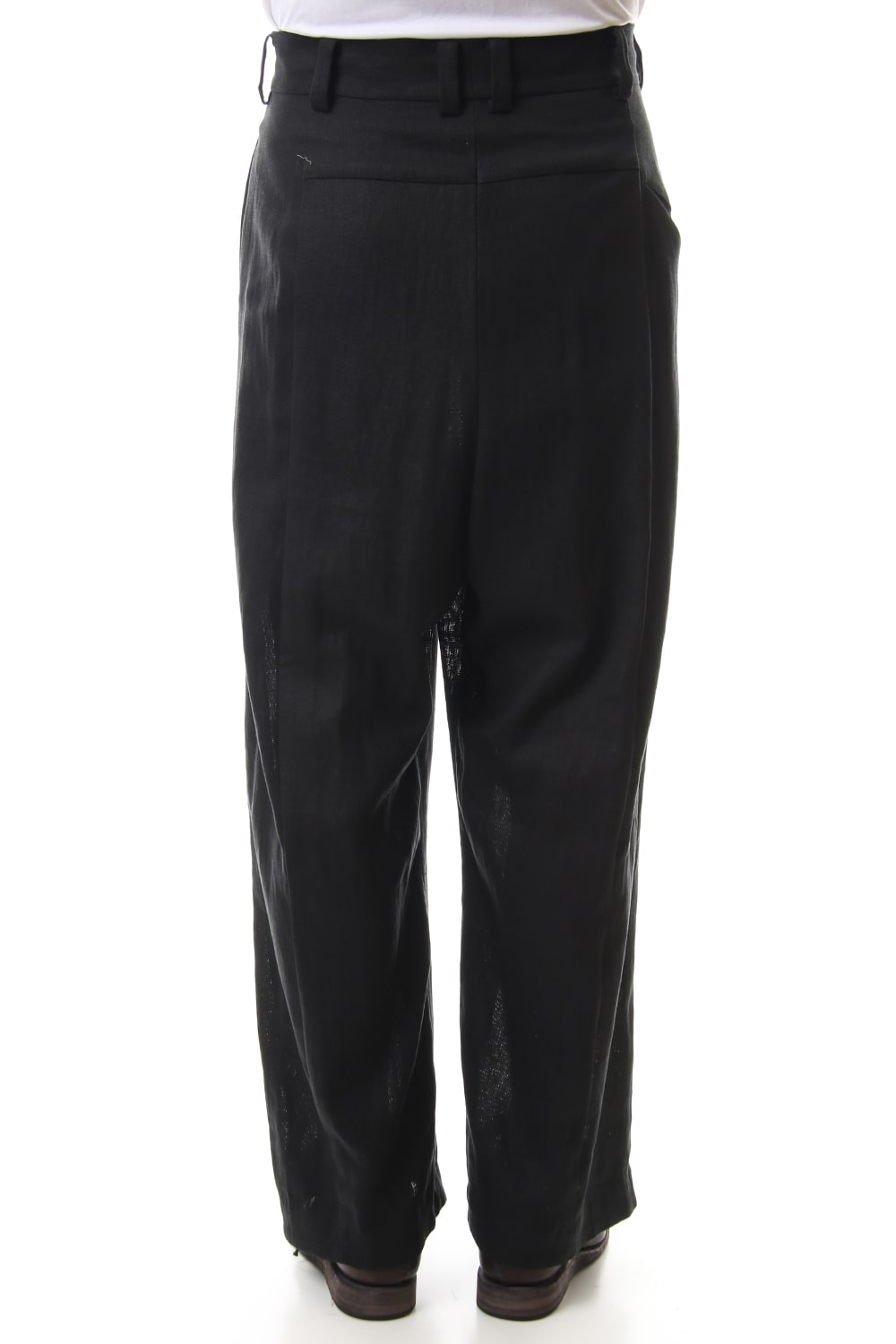 Baggy cropped pants Linen - Black