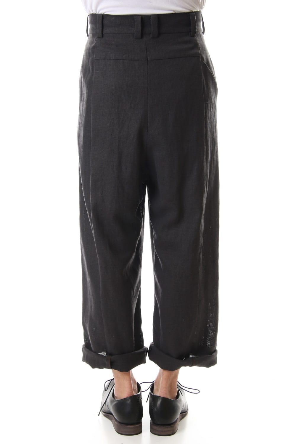 Baggy cropped pants Linen - Charcoal