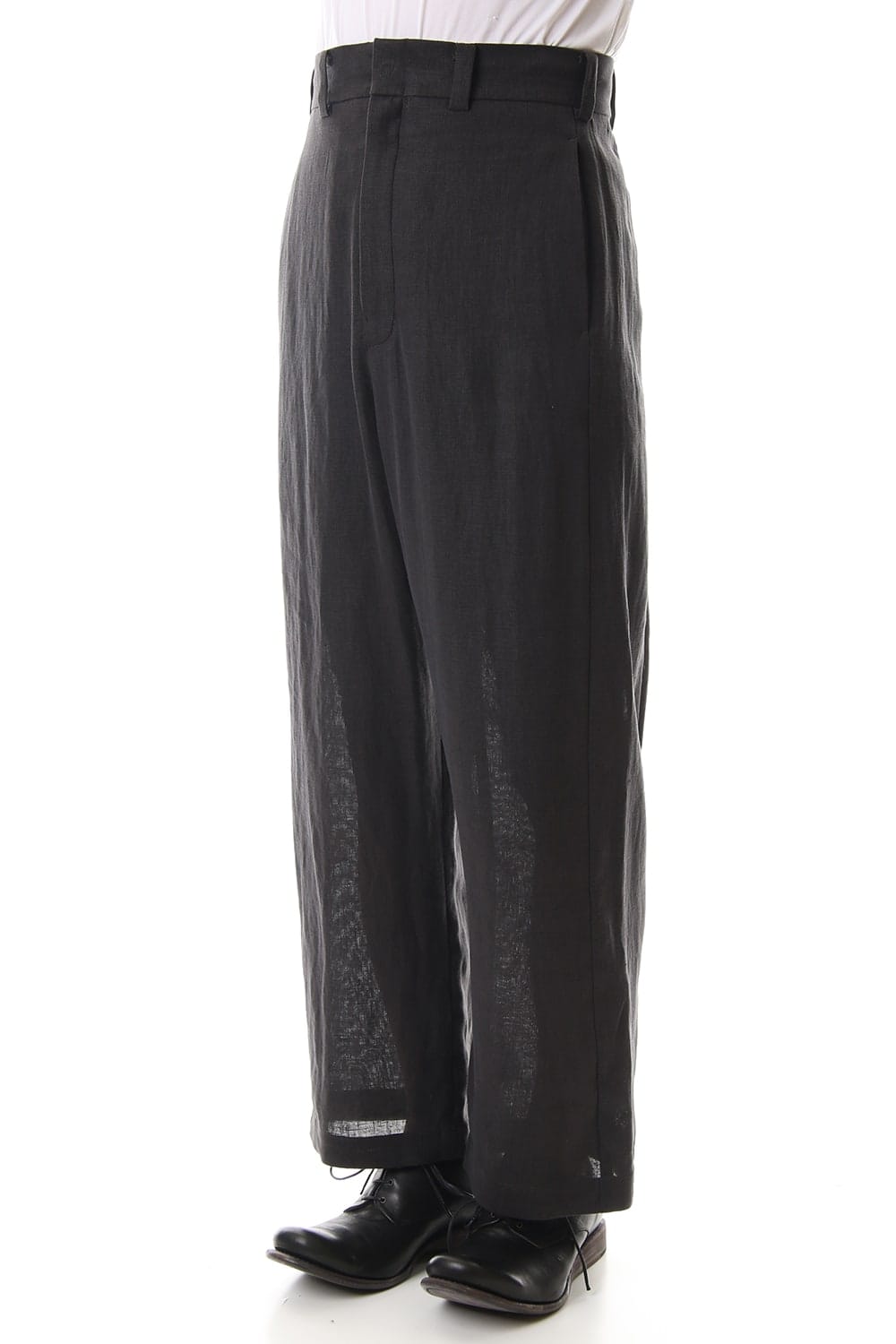 Baggy cropped pants Linen - Charcoal