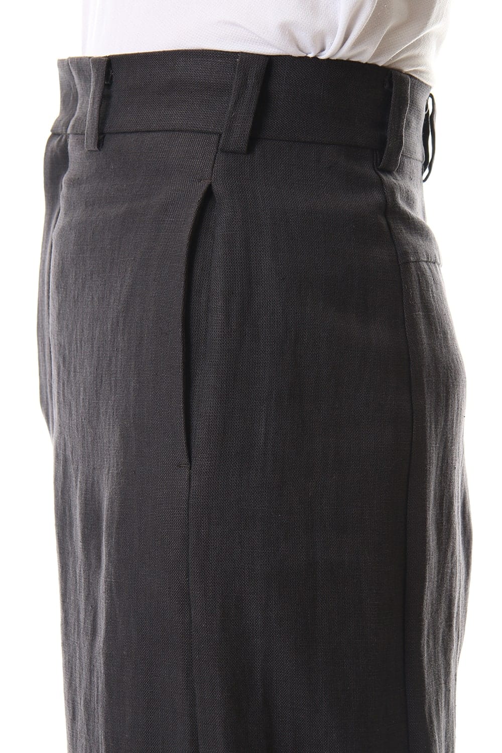 Baggy cropped pants Linen - Charcoal