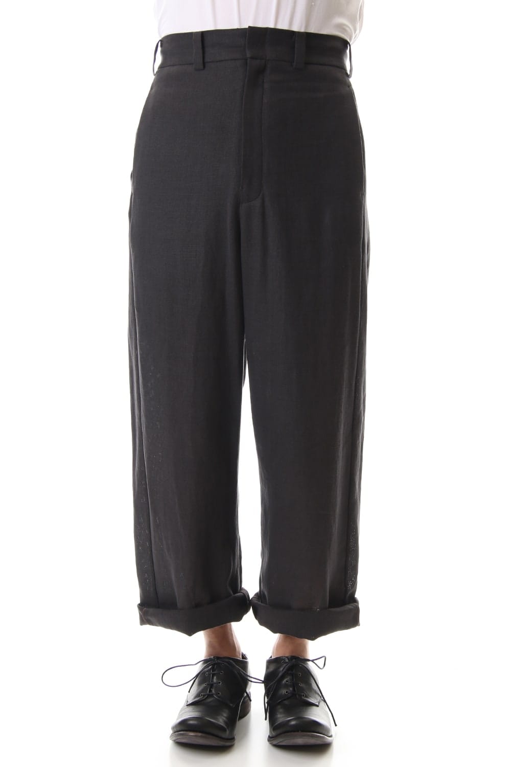 Baggy cropped pants Linen - Charcoal