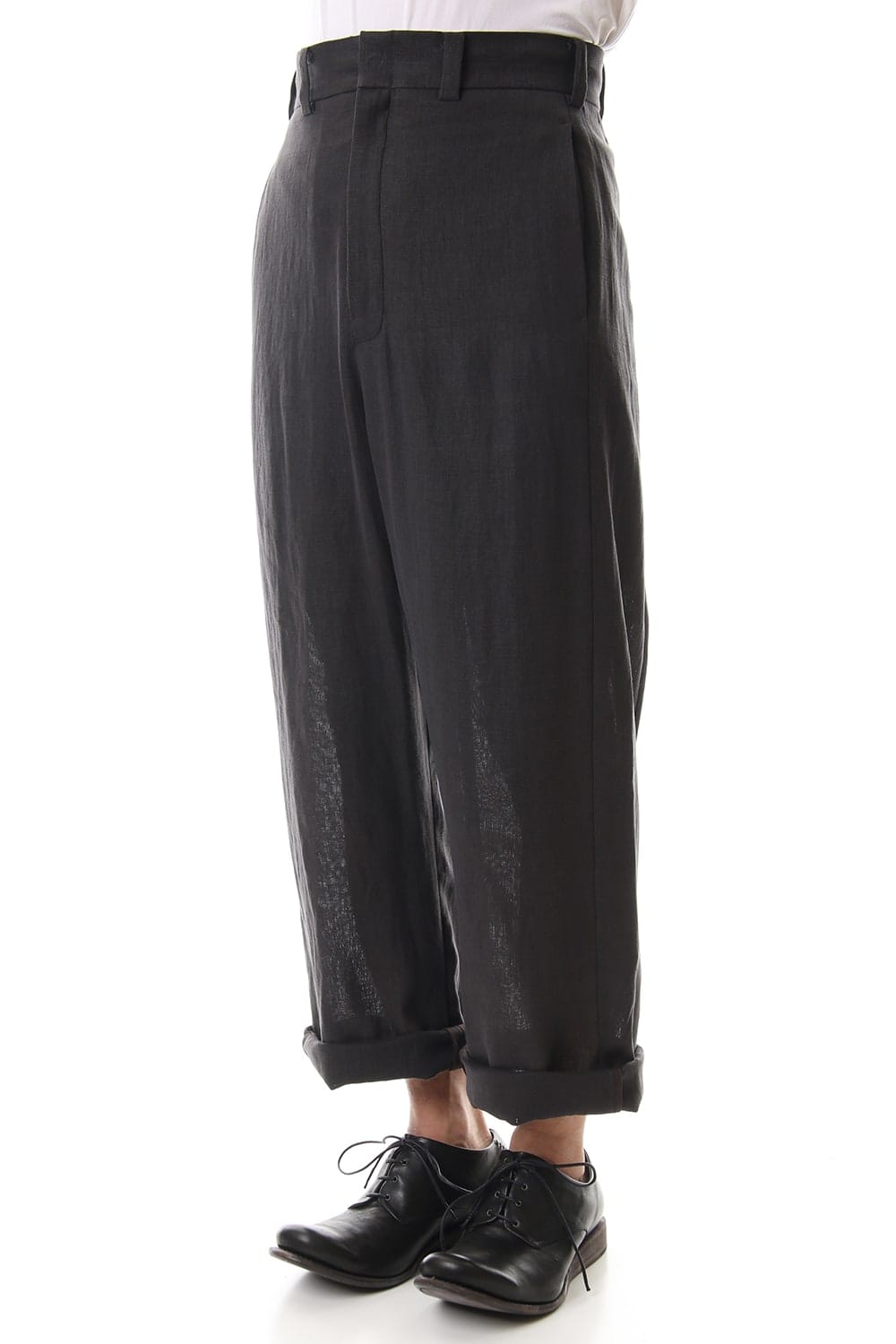 Baggy cropped pants Linen - Charcoal