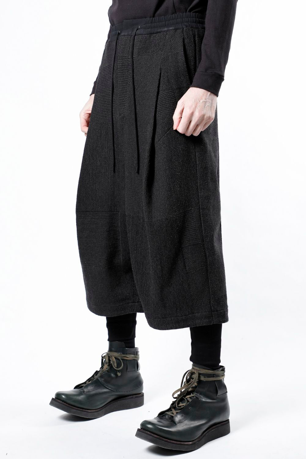 Half pants wool silk crazy check