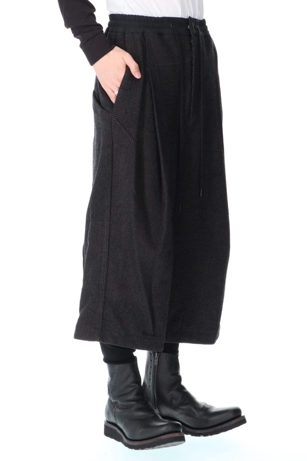 Half pants wool silk crazy check