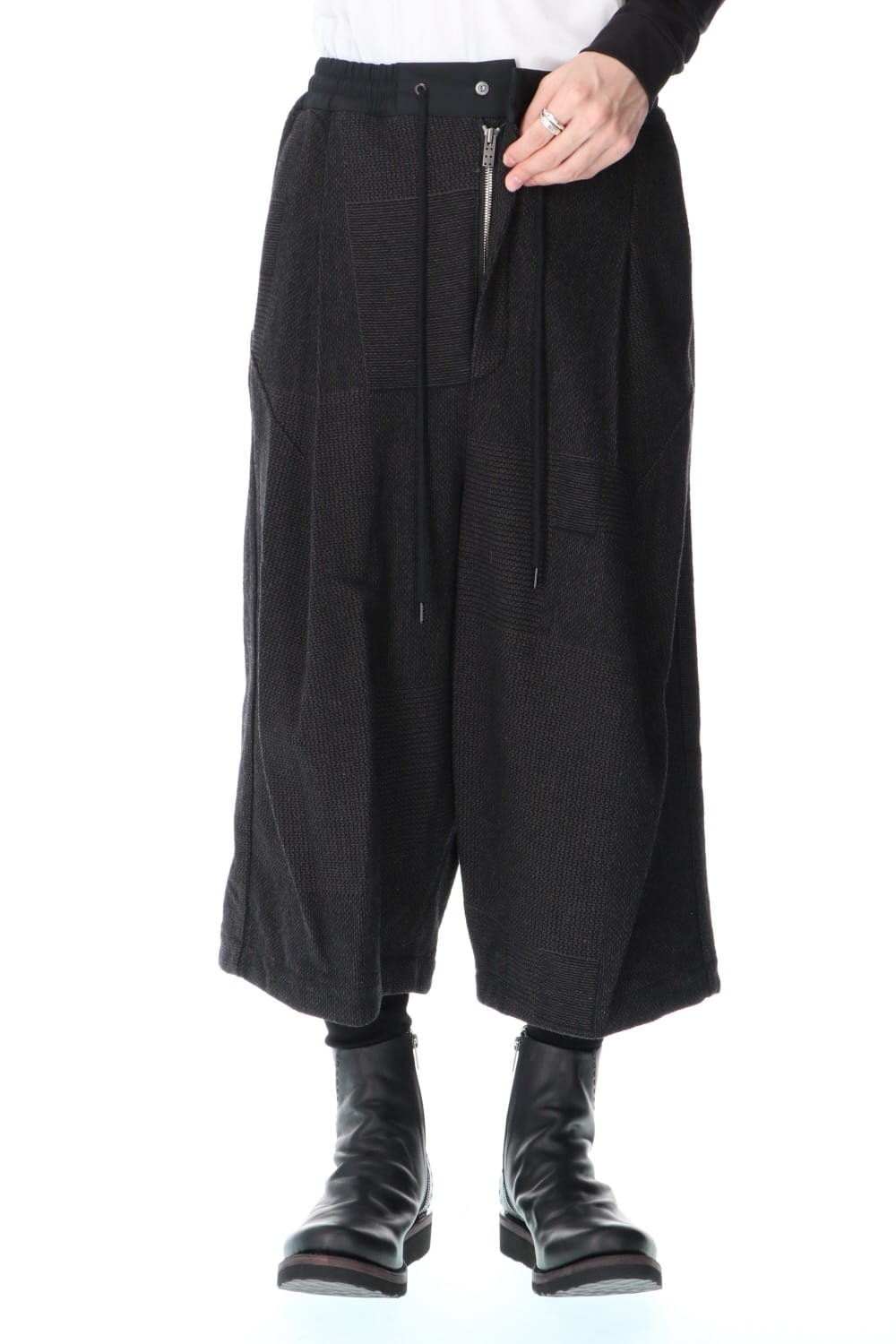 Half pants wool silk crazy check