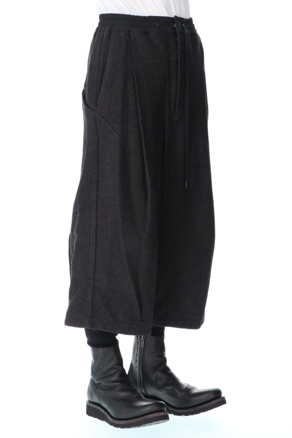 Half pants wool silk crazy check