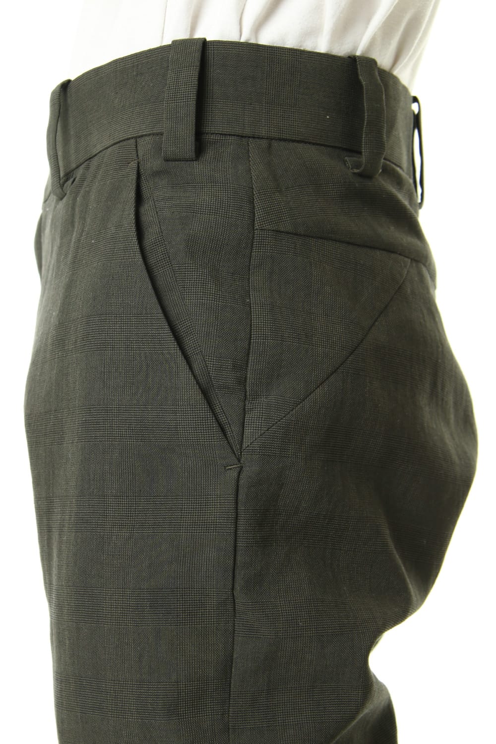 Slim Pants Cotton Glen Check - Moss Green